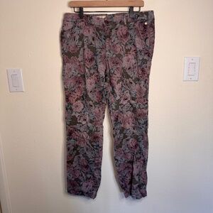 Pilcro and the Letterpress Hyphen Pants Women's 32 Mauve Grey Floral Feminine